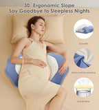 Pregnancy Pillows for Sleeping, Memory Foam Maternity Pillow Support for Back Belly HIPS, Adjustable Travel Wedge Pillow for Pregnant Women, Side Sleeping Pregnant Pillows with Velvet Cover