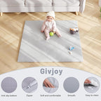 Baby Play Mat 48"x48" – Thick, Non-Slip Foam Mat for Babies and Toddlers. Foldable, Scrubbable, Odorless, and Soft, Ideal for Playpens, Crawling, and Indoor Playtime-Grey