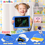Astrodraw Drawing Pad Toys, Colorful LCD Writing Tablet for Kids, Doodle Board for Toddlers 3 4 5 6 Years Old, Travel Sensory Space Toy for Boys Girls, Birthday Gift Idea (Blue/Yellow)