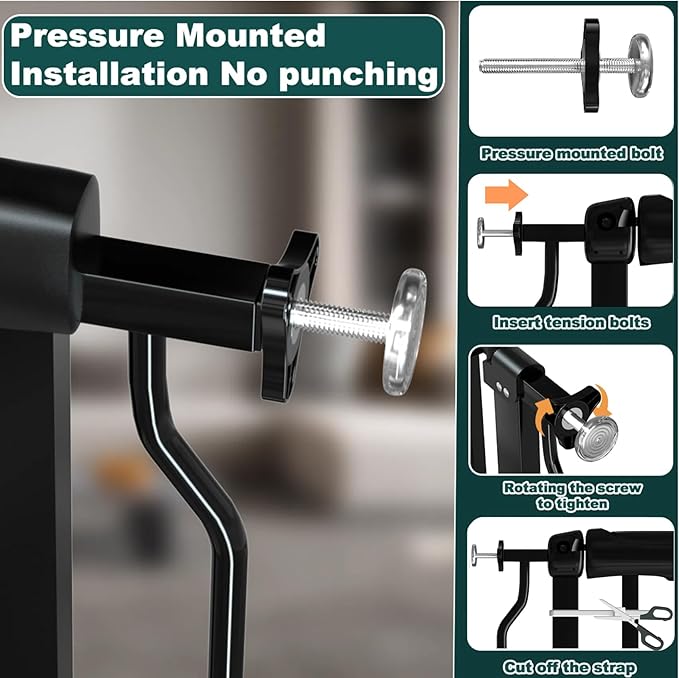 TSAYAWA 62.2"-71.65" Extra Wide Auto Closing Baby Safety Gate for Stairs & Doorways, Pressure Mounted No Drill Pet Gate with Walk-Through Door - Heavy Duty Childproof Gate for Toddlers, Kids, Dogs