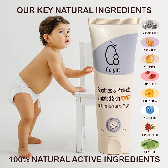 Oeight Baby Skin Irritation Cream Soothe & Protect Irritated Skin Forte for Baby, Kids Irritated Face Cream Skin Relief Dermatologist Tested and Hypoallergenic Gentle Eczema Therapy - Made in Israel