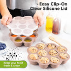 KeaBabies Silicone Food Freezer Trays with Lid, 2oz x 10 Pods Baby Food Storage Containers, Easy Puree Meal Prep, Breast Milk Silicone Freezer Molds, Dishwasher,Microwave Safe,BPA-Free Tray(Dusk)