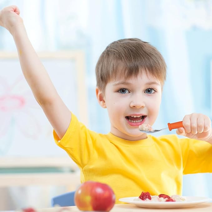 Toddler Utensils, Kids Stainless Steel Silverware Set, Toddler Forks and Spoons, Baby Utensils Set with Storage Box for Self Feeding Safe, Dishwasher Safe (2 Set with Case)
