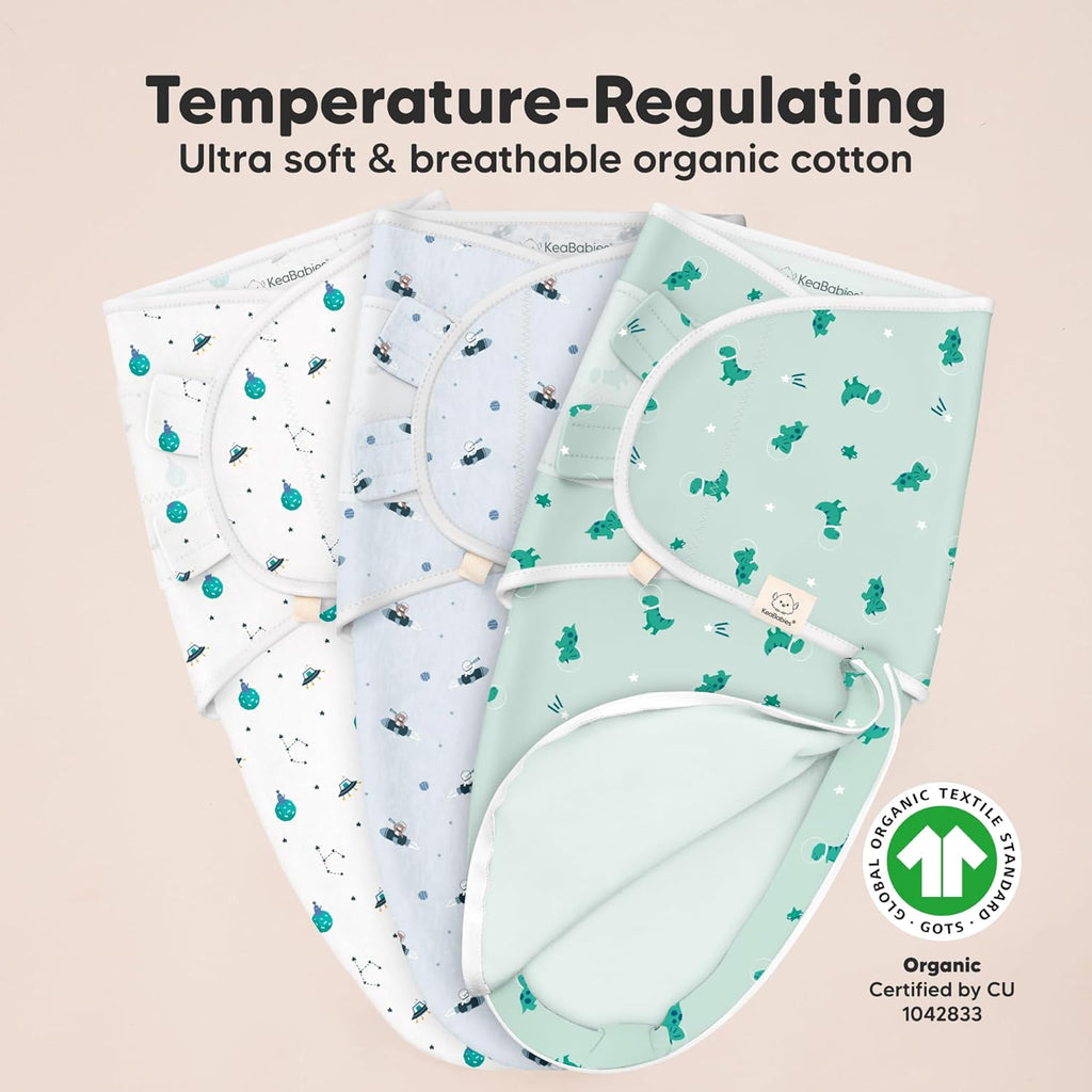 Baby Swaddle Sleep Sacks with Zipper - 3-Pack Swaddles for Newborns 0-3 Months, Infant, Baby Girls, Boys, Soft & Durable Newborn Sleep Sack, Easy Diaper Change Swaddling Blanket (Space Quest)