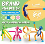 Dinosaur Pop Tubes Toys LED Light Up Mini Figures Fidget Sensory Toys Dino Telescopic Suction Cup Gift Sets, Toddler Autism Stress Relief Party Favors Prizes Stocking Stuffers for Kids 3+