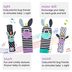 Wrist Rattles for Babies Rattle Socks Wrist Strap Rattles Set Cartoon Socks Cute Animal Baby Sensory Development Toys 1-3 Years Early Educational Toys for Toddlers Baby Shower Gifts