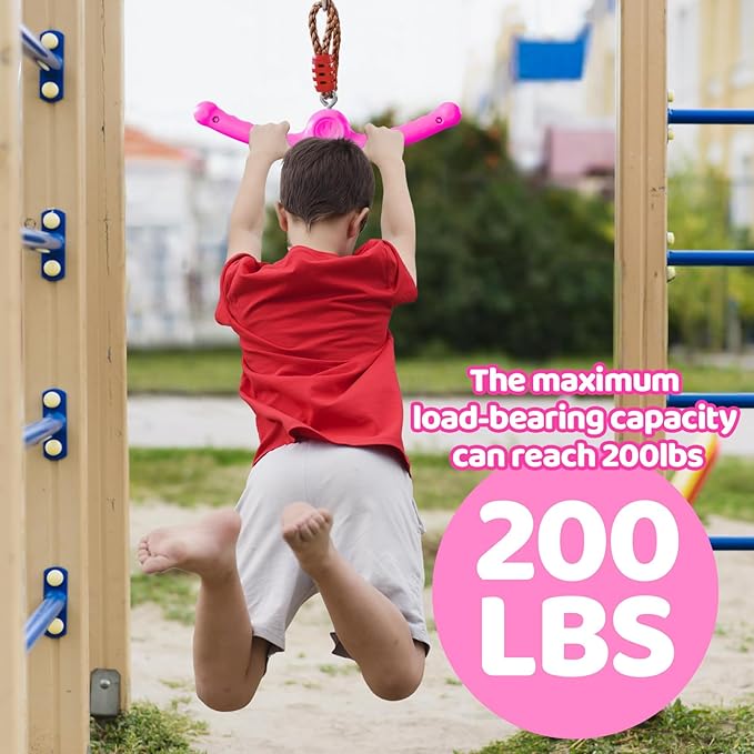 Ninja-Twister 360° Spin Handle: Slackline Swing Attachment for Kids - Activate Ninja Powers with Twist-Spin Flips! (Rose Red- Backyard/Playground Hang Toy)