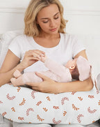 Nursing Pillow Covers, Muslin Nursing Cover for Breastfeeding Pillows, Comfortable for Baby Girls and Boys (Leaf)