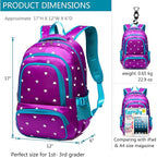 BLUEFAIRY Kids Backpack for Girls Primary Elementary School Bag Bookbag for Childs Book Bag Mochilas Escolares para Niñas de 4-6 Back to School Cute Gifts 17" Heart Print/Purple