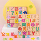 Wooden Puzzles for Toddlers, 3pack Alphabet Shape Puzzles for Kids 3 Wooden Montessori Toddler Wooden Alphabet Number Shape for Kids 3 Years Old Boys & Girls