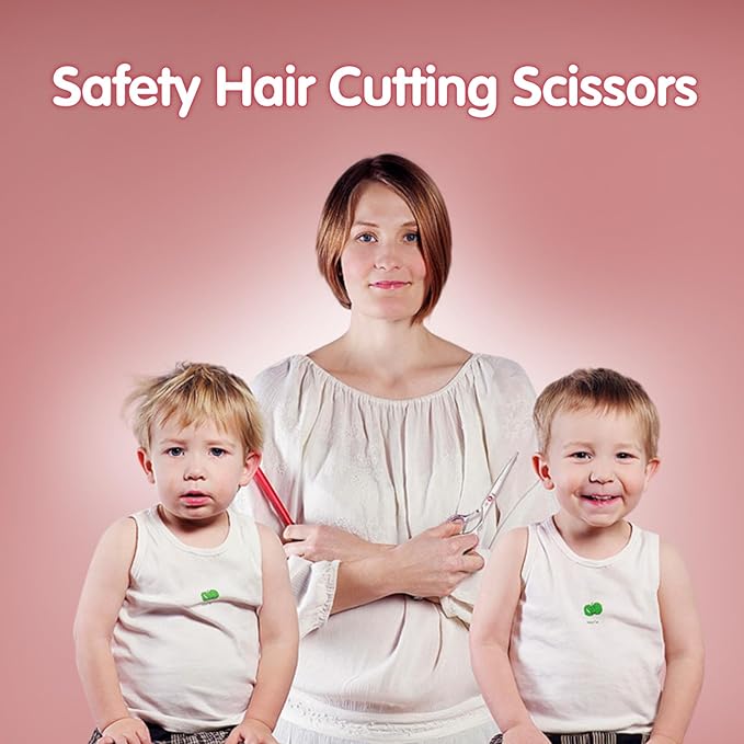 Safety Round Tip Toddler Haircut Scissors Kit - Stainless Steel 11-Piece Hair Clippers for Kids, Men, Women & Salon Use - Professional Barber Grooming Shears with Thinning & Layering Tools