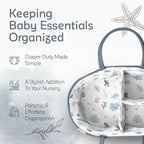 KiddyCare Diaper Caddy Organizer for Baby Nursery Basket with Handle Lid | Nursing bag with Changing Table Organizer Cart | Newborn Caddy | Blue PTRN X-Large