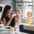 Portable Bottle Warmer for Travel: Large 12oz Capacity with Dual Heating Modes for Breast Milk & Water, Smart Temperature Control, Baby Bottle Warmer for Travel, Gifts for New Mom, Purple