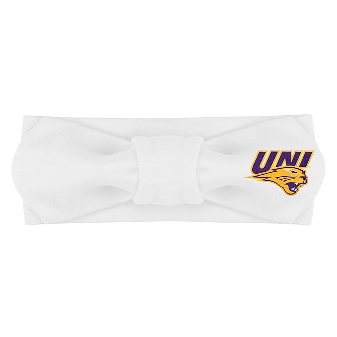 Creative Knitwear Northern Iowa Panthers Infant Girls White Solid Hair Knot Headband Embroidered Logo - Size Newborn - 4T