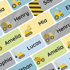 Personalized Name Labels for Kids (120) – Custom Waterproof & Durable Stickers for Clothing, Daycare, Office & School Supplies - Heavy Duty Vehicles