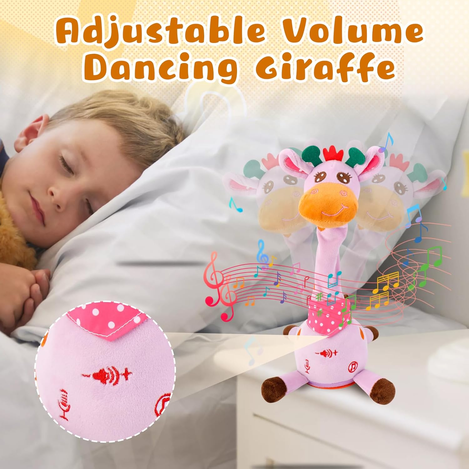 Dancing Giraffe Musical Toys Recording and Repeating Plush Baby Toys 6 to 12 Months Toys, Singing Talking Giraffe Baby Developmental Toy,Valentines Day Decor/Gift for Friend