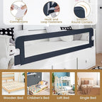 BABY JOY Double Sided Bed Rail Guard, 2 Pack, Extra Long, Swing Down for Convertible Crib, Folding Baby Safety Bedrail for Kids Twin Full Size Queen King Mattress, Rails for Toddlers (Dark Gray, 71")