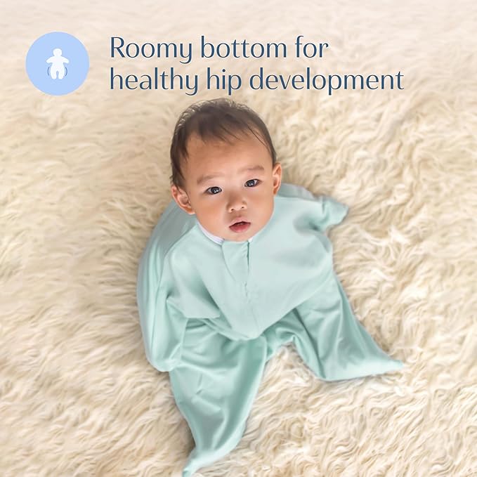 SleepingBaby Zipadee-Zip Transition Swaddle - Cozy Baby Swaddle Blanket with Zipper Convenience - Roomy Wearable Blanket for Easy Diaper Changes - Classic Mint, Medium (6-12 Month)