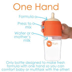 PopYum 9 oz Orange Anti-Colic Formula Making/Mixing/Dispenser Baby Bottles, 2-Pack with #2 Medium Flow Nipples, 260 ml, BPA-Free, Natural Latch