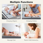 INFANS Baby Changing Table, Folding Diaper Station Portable Nursery Organizer with Safety Belt and Large Storage Racks for Newborn Baby and Infant (Grey)