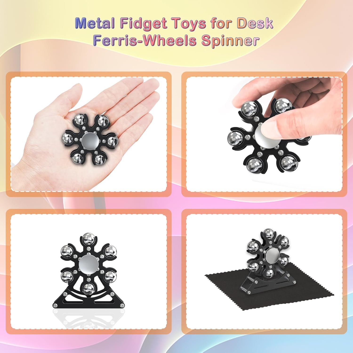 Desk-Fidget-Toys for Ferris-Wheels-Spinner: Metal Kinetic-Spinner 4mins, Cool-Gadgets for Kid Children Teen Adult EDC-Toy, ADHD Tools Cool-Stuff Stress Relief Gift for Office Home School Christmas