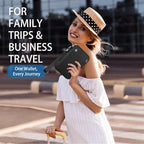 WALNEW Passport Holder for Travel Family, RFID-Blocking Travel Wallet Holder for 6 Passports, Water Resistant Bag Document Organizer for Cards, Cash, Boarding Passes, Tickets (Black)