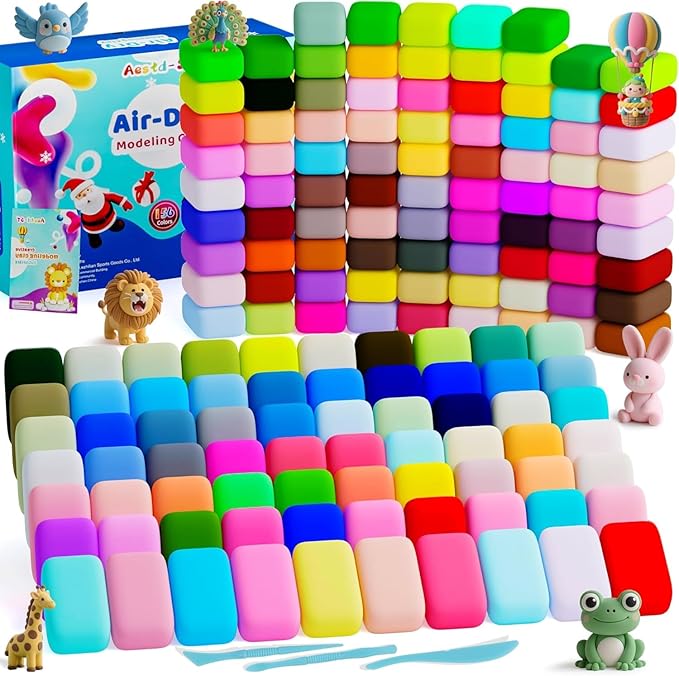 Air Dry Clay 156 Colors, Modeling Clay for Kids, Model Magic Clay, DIY Molding Clay Kit with Sculpting Tools, Soft and Non-Sticky, Arts and Crafts Gift for Boys Girls Kids