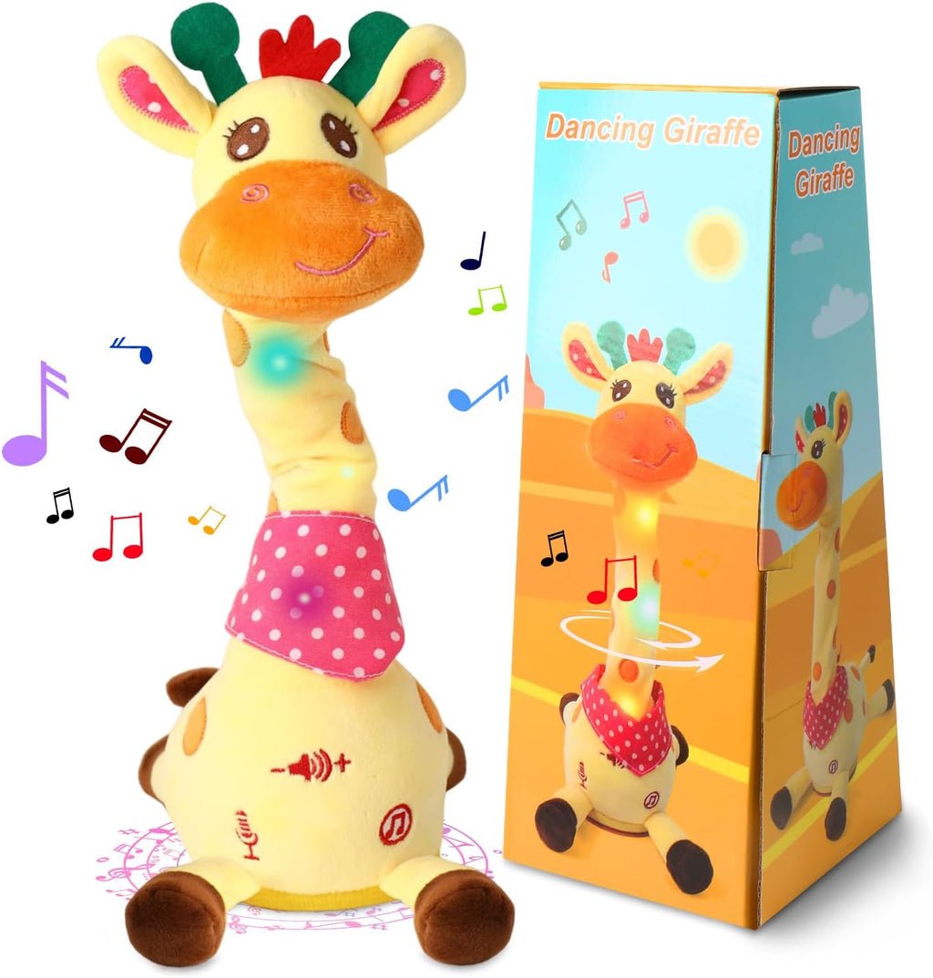 Dancing Talking Giraffe Toy, Stuffed Animal Baby Toy Repeating What You Say, Glowing Musical Giraffe with 10 Children's Songs Gifts for Toddlers 1-3 Years Old