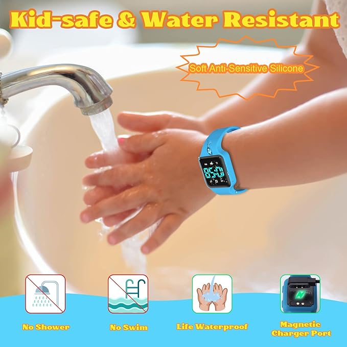 Potty Training Watch for Toddlers & Kids with Countdown, Flashing Lights, Fun Music or Vibration Alerts - Waterproof Interactive Toilet Training Reminder for Boys & Girls Ages 2-9