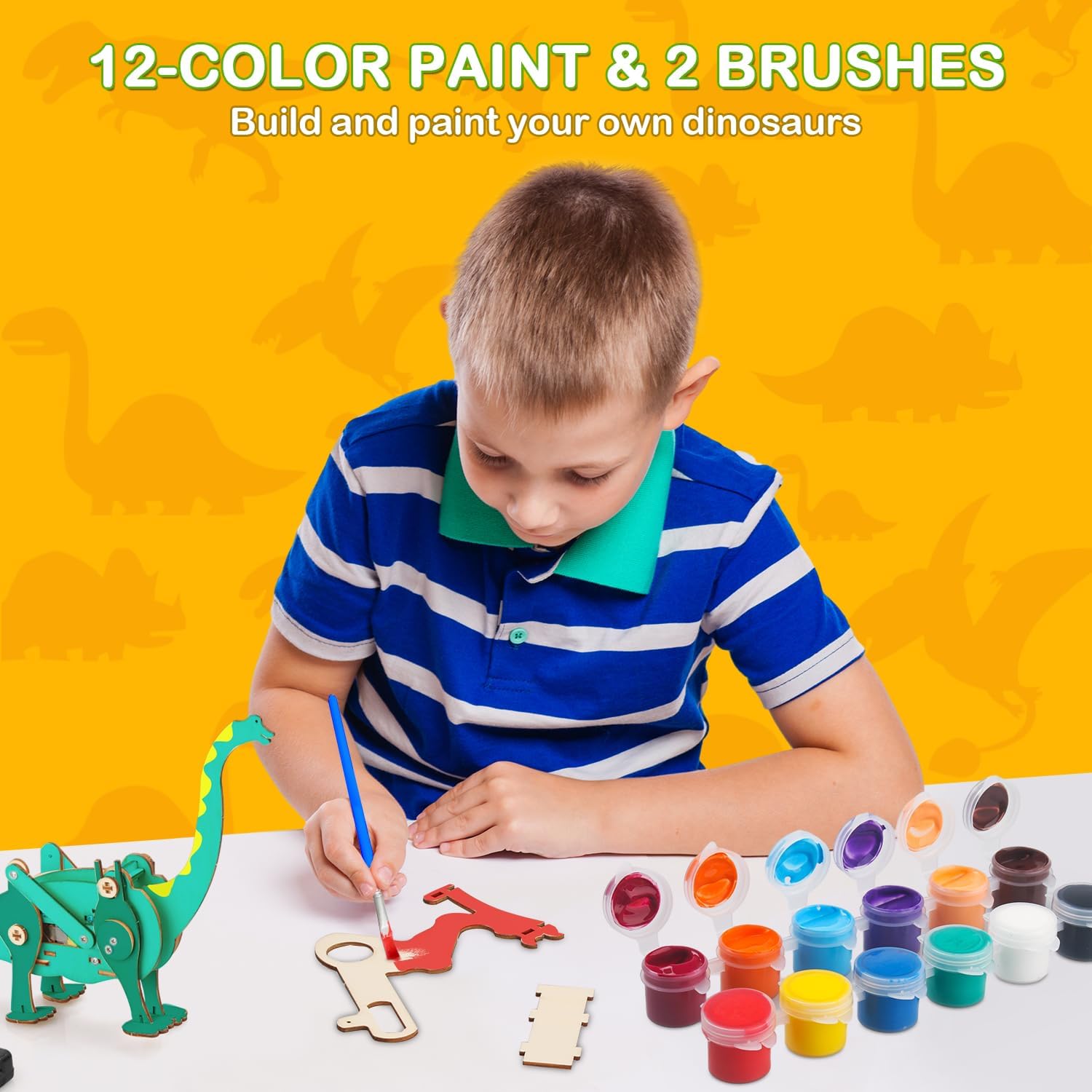 Poraxy Dinosaur Toys, 4 in 1 STEM Kits for Kids Age 8-10, Toys for Ages 8-13, Educational Science Building Projects, 3D Wooden Puzzles Robot Crafts, Gifts for Boys Girls 7 8 9 10 11 12 13 Year Old