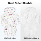 Pea Pod Infant Car Seat Pad 2-in-1 Baby Car Seat Head & Body Support for Newborn Girl Reversible 3 Layer Warm Preemie Carseat Stroller Cushion Headrest with Soft Minky Dot Fabric, Wildflower