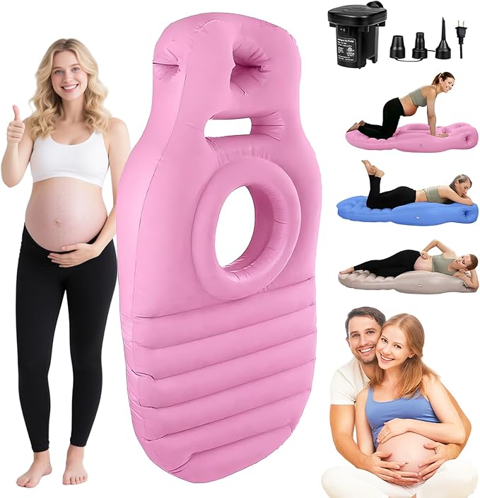 Inflatable Pregnancy Sleep Pillow: for Stomach Sleeping Full Body Mattress with Belly Hole Maternity Airbed for Pregnant Women Pregnancy Rest,Back & Hip Pressure Relief