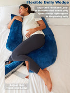 Pregnancy Pillows for Sleeping, Maternity Pillow for Side Sleeper, Support for Back, Legs, Belly, HIPS for Pregnant Women Blue