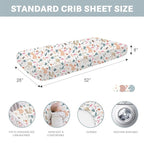 Bimocosy Crib Sheets for Boys Girls, Fitted Crib Sheet 4 Pack for Standard Crib and Toddler Mattresses, Super Soft Breathable Microfiber Baby Sheet 28x52x8in, Wetland Birds/Squirrel/Mauve/Fog Blue