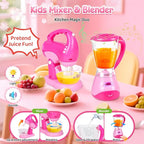 Coherny Play Kitchen Sets for Kids Ages 4-8, Kids Kitchen Playset with Realistic Coffee Maker Machine, Toaster, Mixer and Blender, Pretend Play Toys with Light & Sound for Toddles Girls Boys Gifts