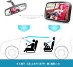 Shynerk Baby Car Mirror, Safety Car Seat Mirror for Rear Facing Infant with Wide Crystal Clear View, Shatterproof, 360° Rotation, Crash Tested and Certified