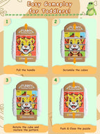 16-Piece Rotating Puzzles for Kids 4-6, Toddlers Puzzles 2-4, Road Trip, Airplane Activities Game, Travel Toys - Brain Teaser, Fine Motor Skills - Birthday Gifts Boys & Girls - Animals