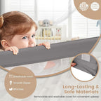HONEY JOY Bed Rail for Toddlers, 71-in Extra Long, Portable Safety Bed Guardrail w/Double Safety Child Lock, Foldable Baby Bed Rail Guard, Fit King & Queen Full Twin Size Bed Mattress(Gray, Pack 2)