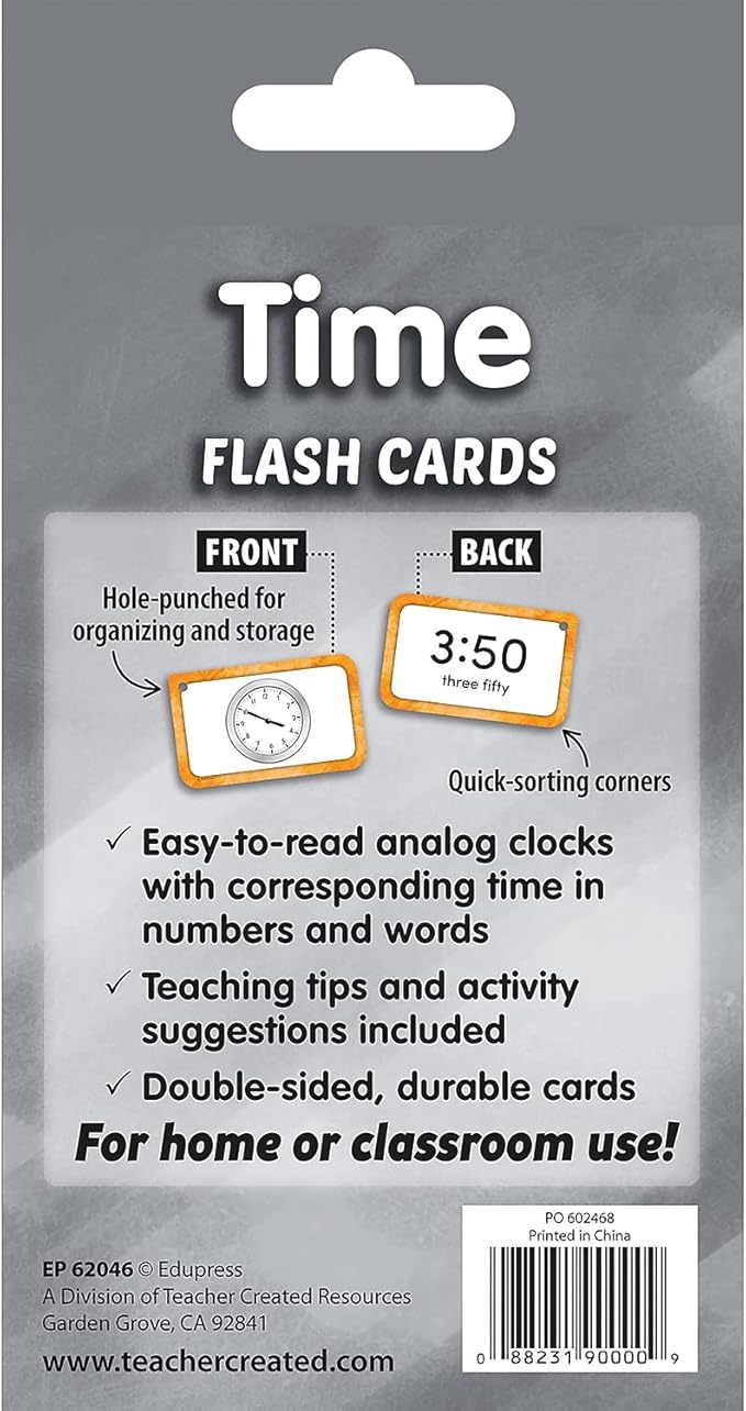 Teacher Created Resources Time Flash Cards (EP62046) 3-1/8" x 5-1/8"