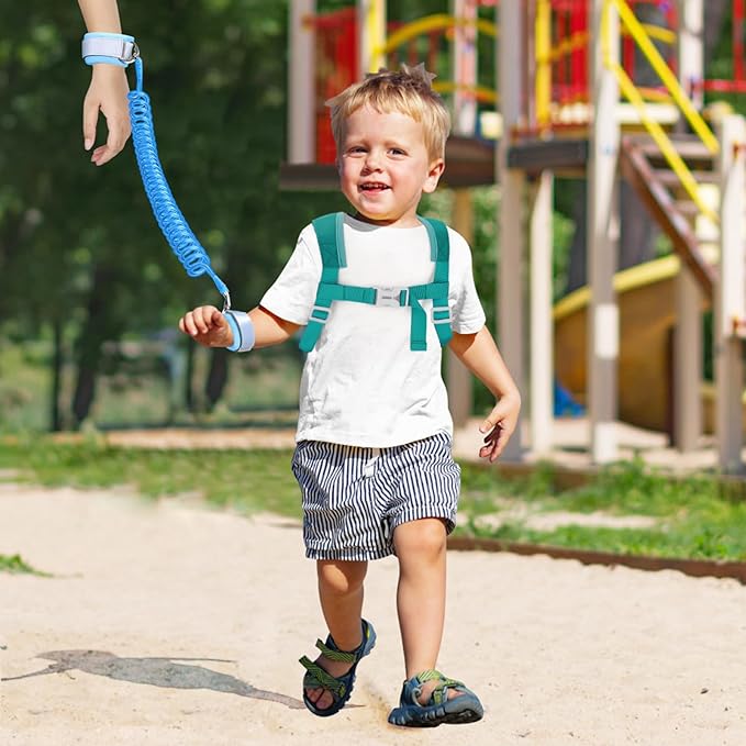 Toddler Harness Leash with Anti Lost Wrist Link, Accmor Kids Dinosaur Harnesses Leashes, Cute Triceratops Kids Walking Wristband Assistant Strap Belt for Parent Baby Boys Outdoor Activity