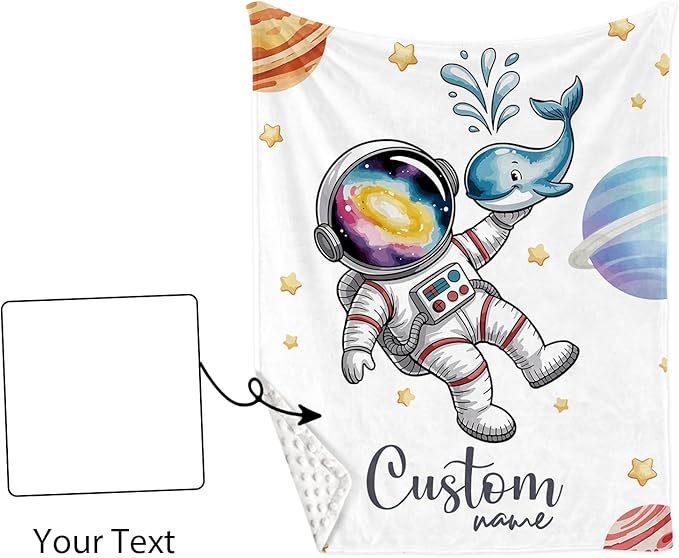 Personalized Baby Crib Bedding Set – Fun Space Theme Nursery Bedding Sets 3 Piece with Custom Name Blanket, Fitted Crib Sheet & Changing Pad Cover – Ideal Newborn Gift for Boys Girls