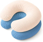 Nursing Pillow Covers, 2 Soft and Cosy Breastfeeding Pillow Covers for Standard Baby Nursing Pillows for Both Boys and Girls (Dark Blue and Beige)