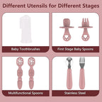 13 Pack Silicone Baby Feeding Set, BPA-Free Toddler Feeding Supplies, Include Suction Plates, Baby Bowls, Silicone Fork & Spoon, and More, First Stage Baby Dish Set - 6+ Months