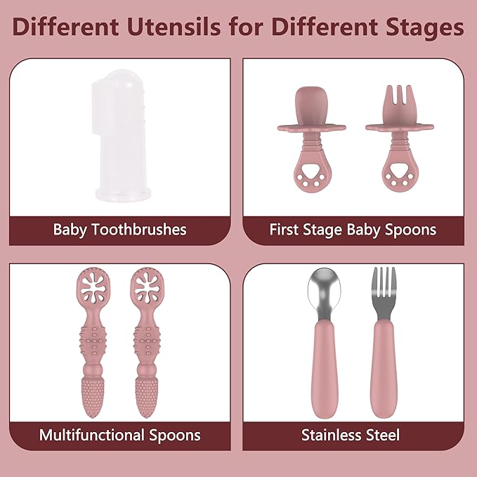 13 Pack Silicone Baby Feeding Set, BPA-Free Toddler Feeding Supplies, Include Suction Plates, Baby Bowls, Silicone Fork & Spoon, and More, First Stage Baby Dish Set - 6+ Months