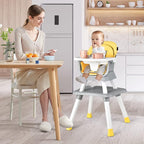 KOTEK Baby High Chair, 8 in 1 Convertible Highchairs for Babies and Toddlers, Building Block Table, Booster Seat, Toddler Chair with Removable Tray, Safety Harness, Dual Cushions (Yellow)