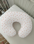 Nursing Pillow Covers 2 Pack, Muslin Nursing Cover for Breastfeeding Pillows, Comfortable for Baby Girls and Boys (Dusty Rose & Flower)