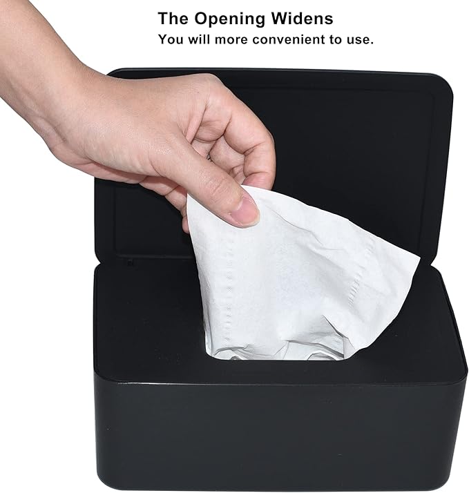 Diaper Wipes Dispenser, Tissue Storage Box Case, Wet Wipe Dispenser Holder with Lid for Home, Office, Cars (Black)