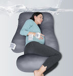 MOON PARK Pregnancy Pillows for Sleeping - U Shaped Full Body Maternity Pillow with Removable Cover - Support for Back, Legs, Belly, HIPS - 65 Inch - Dark Grey - Cooling Cover