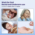 Femometer Thermometer for Adults and Kids, Digital Thermometer with Fever Alert, Memory Recall, C/F Switchable, for Oral, Rectal or Under Arm Use, Grey