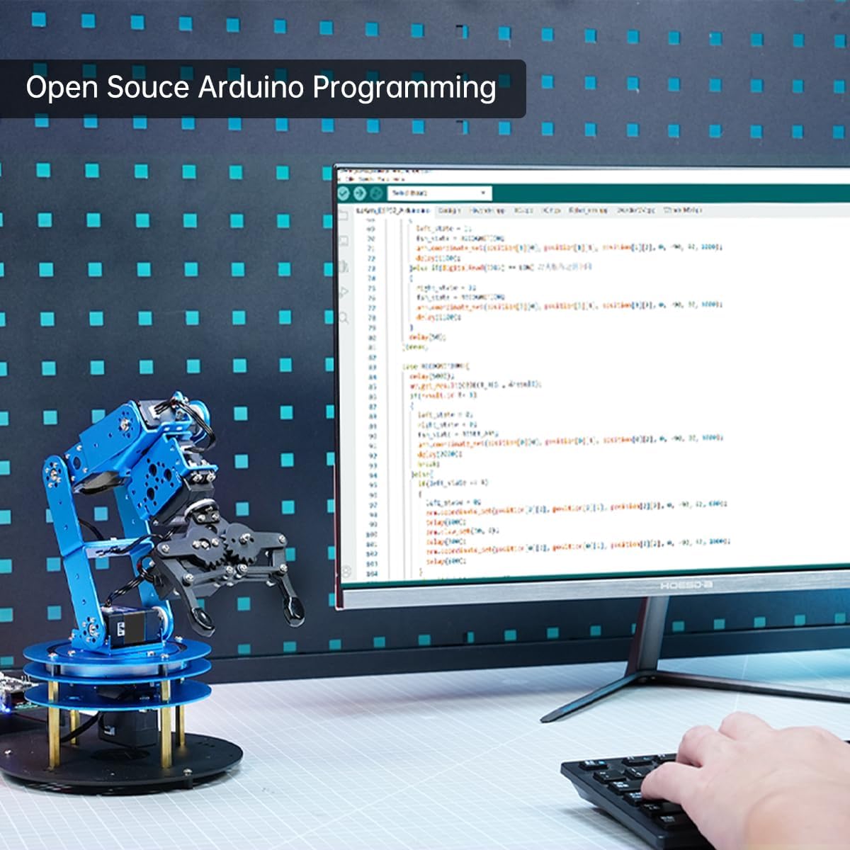 Robotic Arm Kit 6DOF Programming Robot Arm with 6 Servos, Handle, Mechanical Claw, etc, PC Software APP Control with Tutorial for Arduino STEM Education & Engineering Science Kits, LeArm Open Source